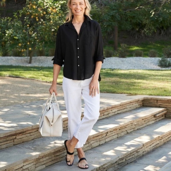 Frank & Eileen Pants - Frank & Eileen Kinsale Cotton Linen Pant White Size 0 Classic Minimalist Trouser